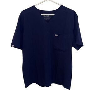 Figs Navy V-Neck Short Sleeve Scrub Top